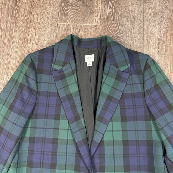 J Crew Black Watch Plaid Sz 6 Blazer Academia Old Money Preppy Women - Picture 2 of 13